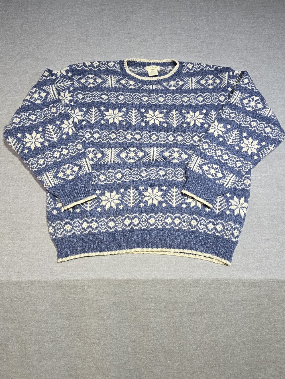 VTG L.L. Bean Nordic Snowflake Wool Sweater - Made in USA - Mens 2XL Oversized